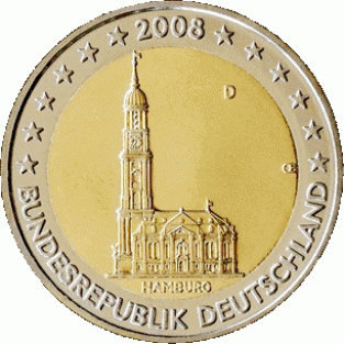 2 EURO 2008G	St. Michael Hamburg	UNC Duitsland